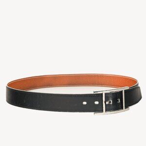 Hermes Quentin Black Brown Noir Gold Reversible Belt